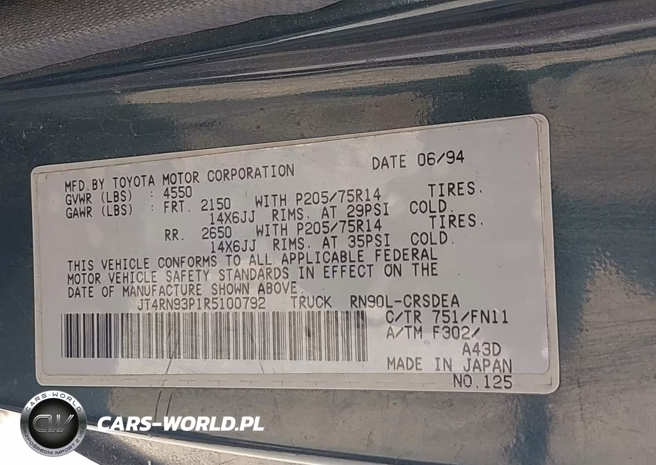 1994 Toyota Pickup 1-2 Ton Ex Lng Whlbase-Dx VIN:JT4RN93P1R5100792 - 9