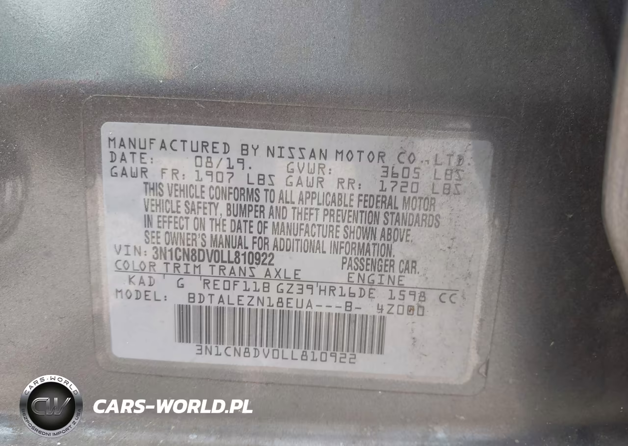 2020 Nissan Versa S Xtronic Cvt VIN:3N1CN8DV0LL810922 - 9