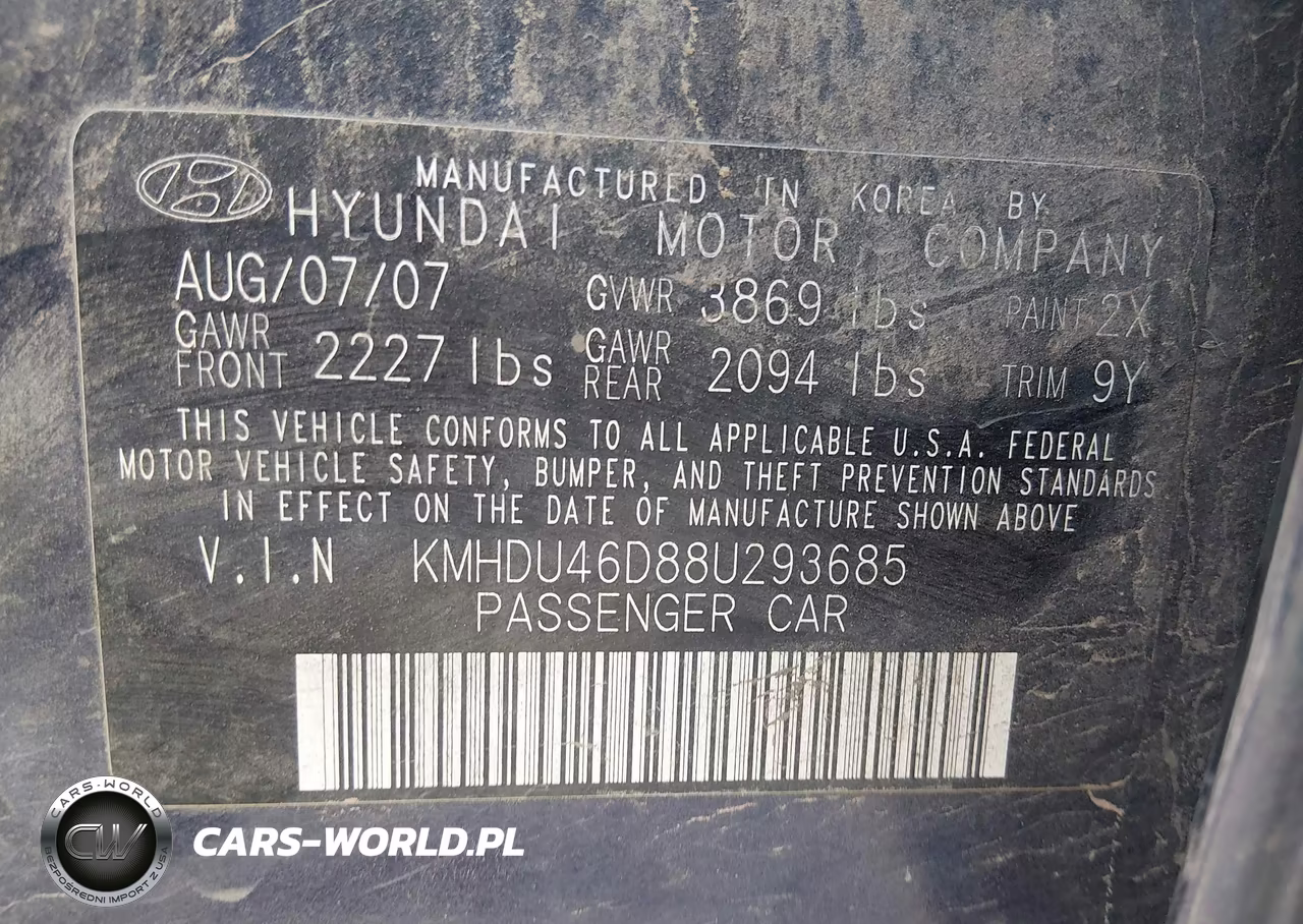 2008 Hyundai Elantra Gls-Se VIN:KMHDU46D88U293685 - 9