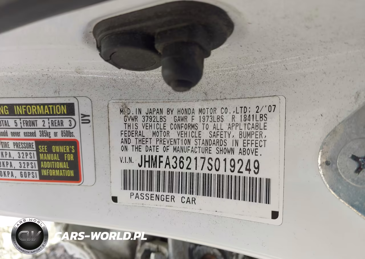 2007 Honda Civic Hybrid VIN:JHMFA36217S019249 - 9