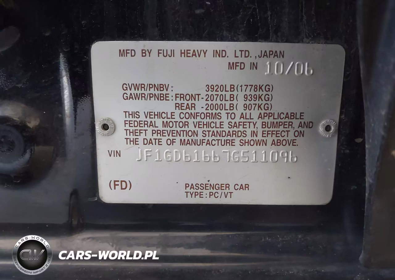 2007 Subaru Impreza 2.5I VIN:JF1GD61667G511096 - 9