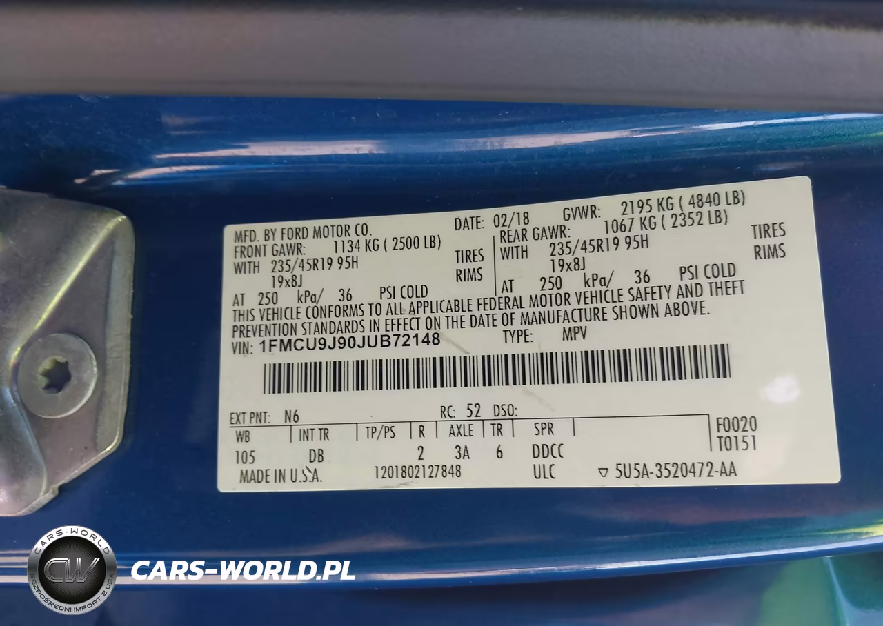 2018 Ford Escape Titanium VIN:1FMCU9J90JUB72148 - 9