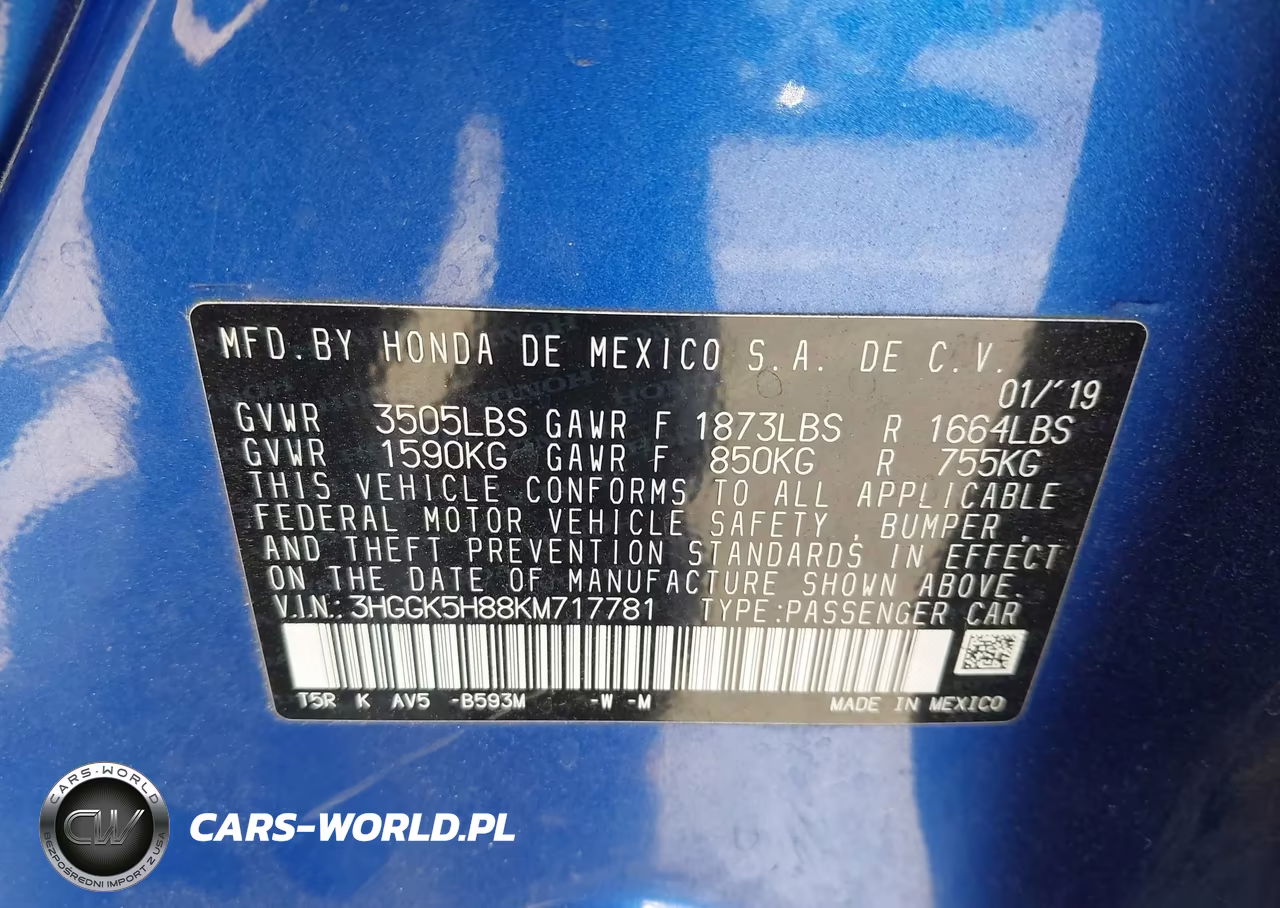 2019 Honda Fit Ex VIN:3HGGK5H88KM717781 - 9