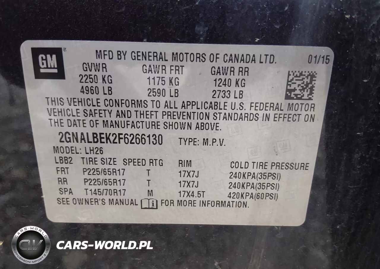 2015 Chevrolet Equinox 1Lt VIN:2GNALBEK2F6266130 - 9