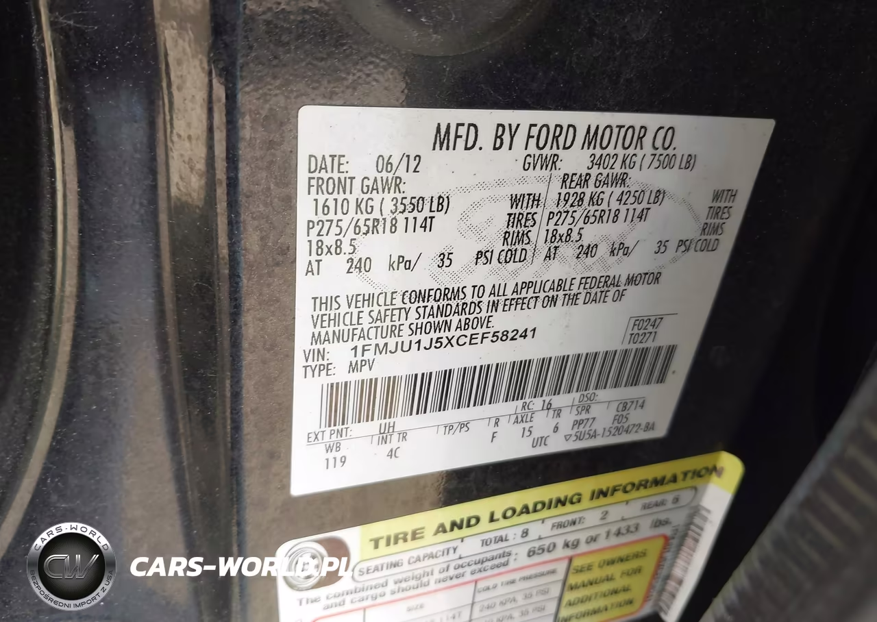 2012 Ford Expedition Xlt VIN:1FMJU1J5XCEF58241 - 9