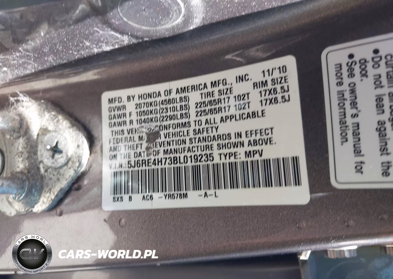 2011 Honda Cr-V Ex-L VIN:5J6RE4H73BL019235 - 9
