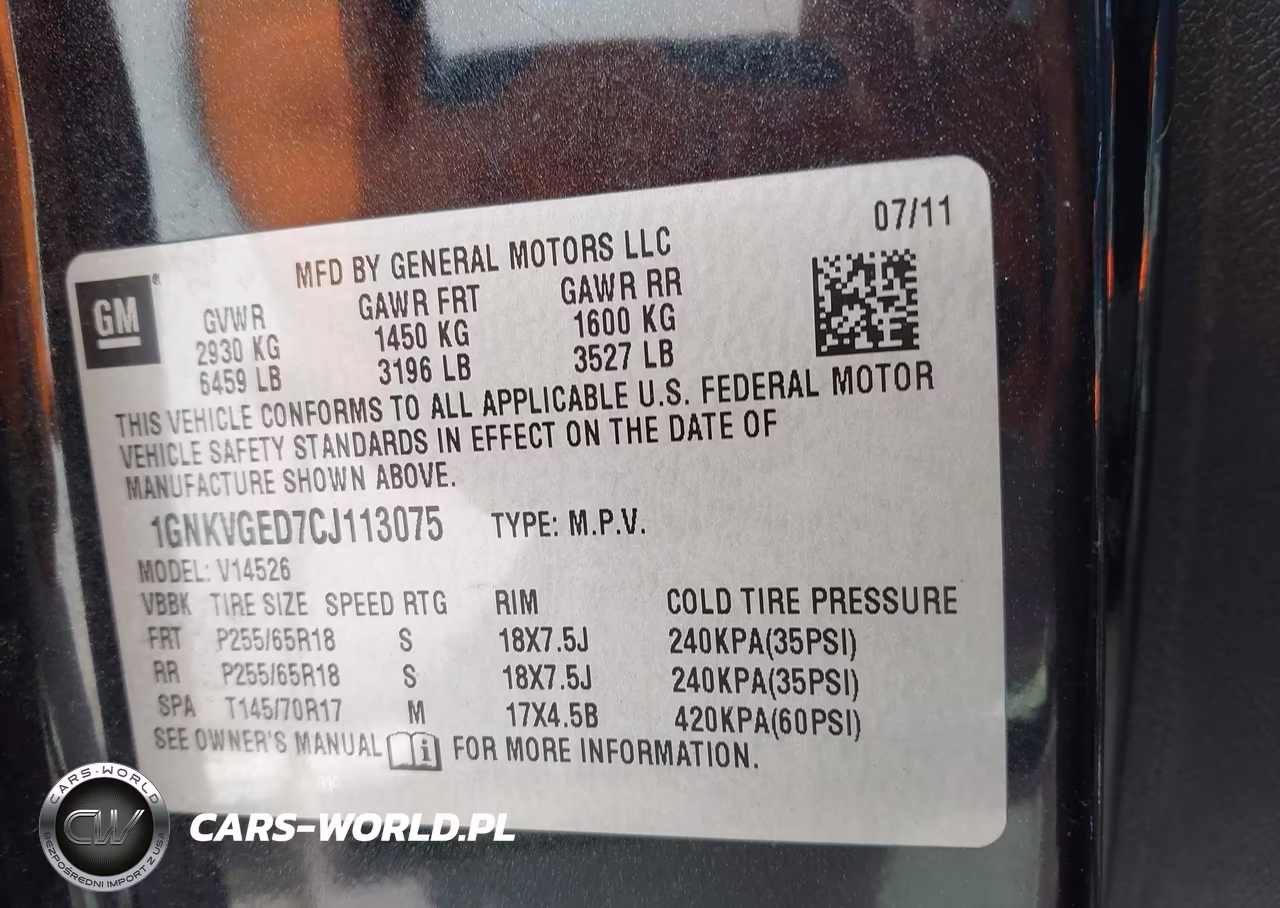 2012 Chevrolet Traverse 1Lt VIN:1GNKVGED7CJ113075 - 9