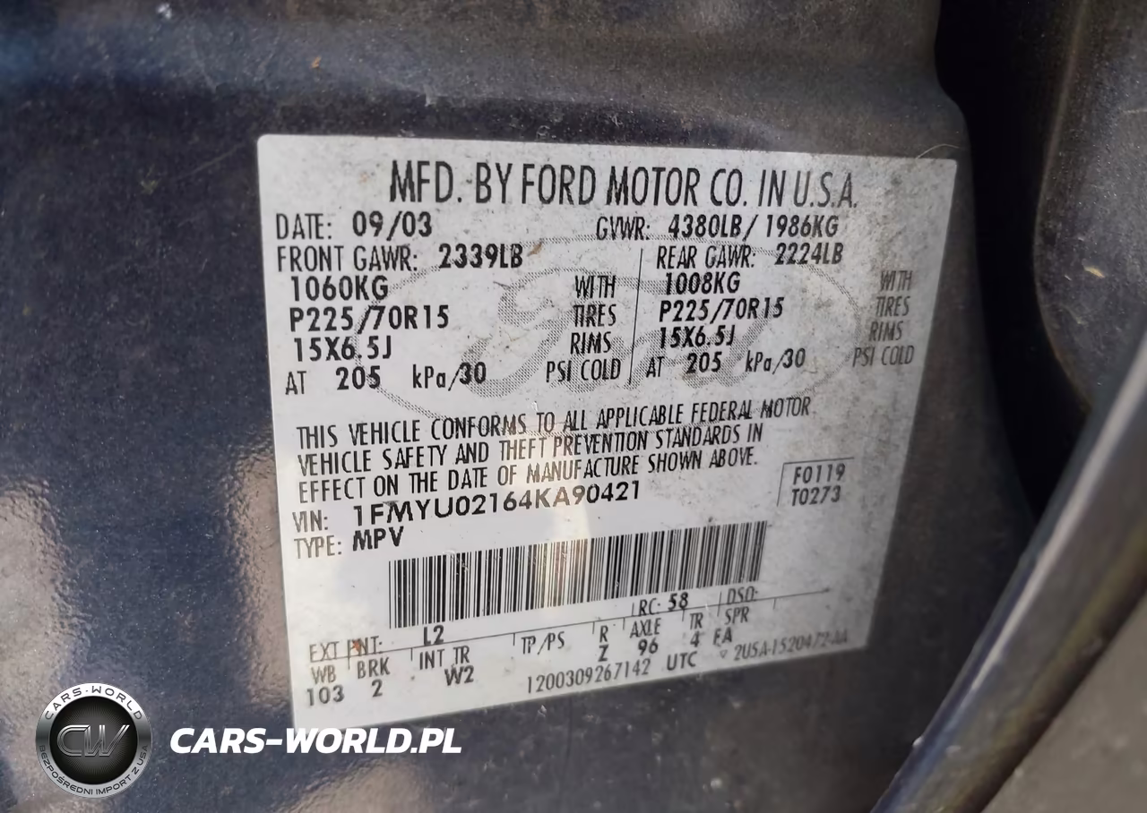 2004 Ford Escape Xls VIN:1FMYU02164KA90421 - 9