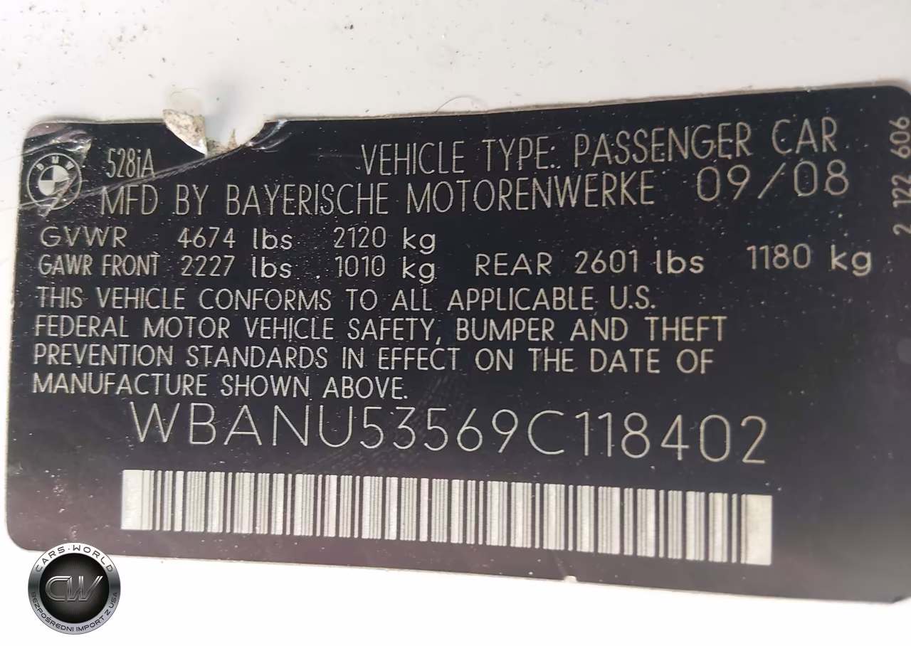 2009 BMW 528I VIN:WBANU53569C118402 - 9