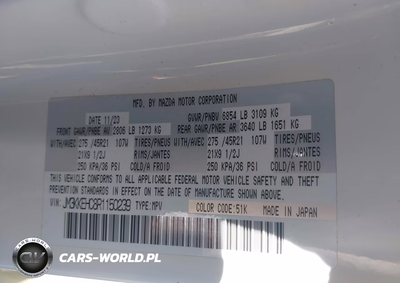 2024 Mazda Cx-90 3.3 Turbo S Premium Plus VIN:JM3KKEHC8R1150239 - 9