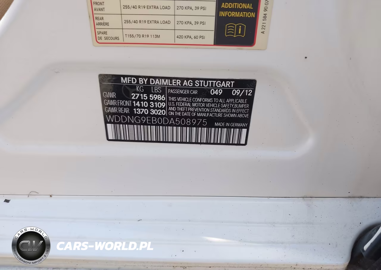 2013 Mercedes-Benz S 550 4Matic VIN:WDDNG9EB0DA508975 - 9