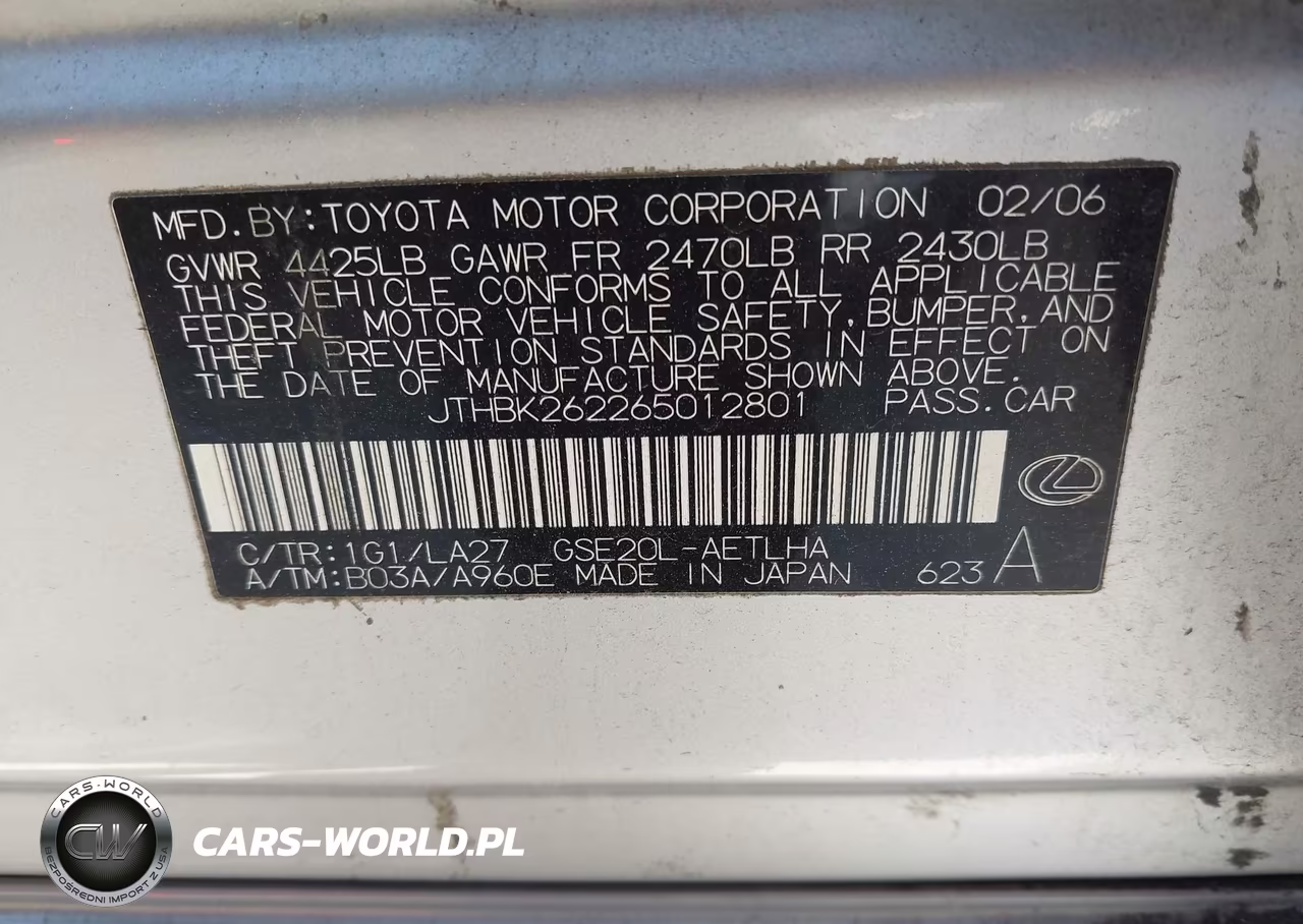 2006 Lexus Is 250 VIN:JTHBK262265012801 - 9