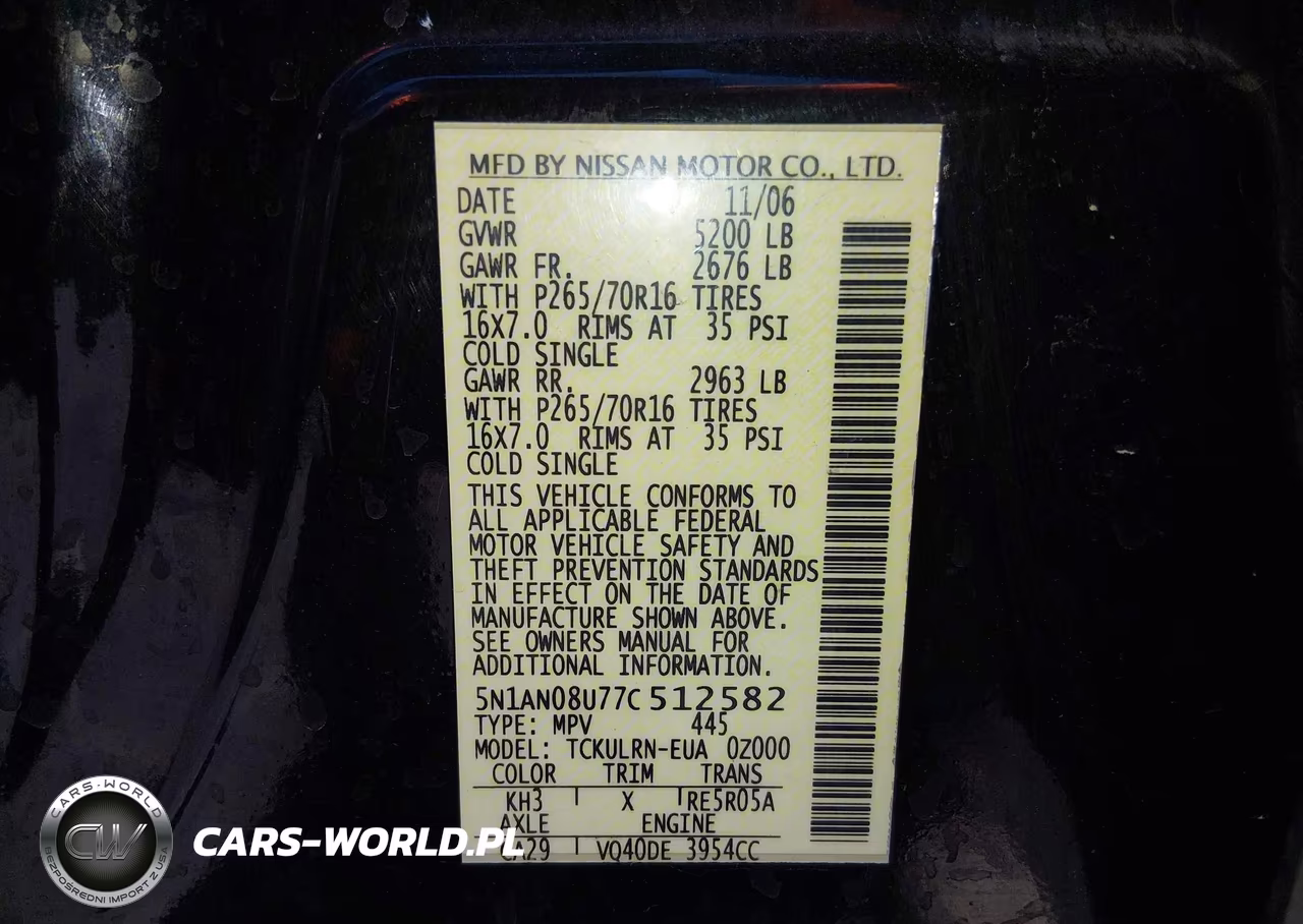 2007 Nissan Xterra S VIN:5N1AN08U77C512582 - 9