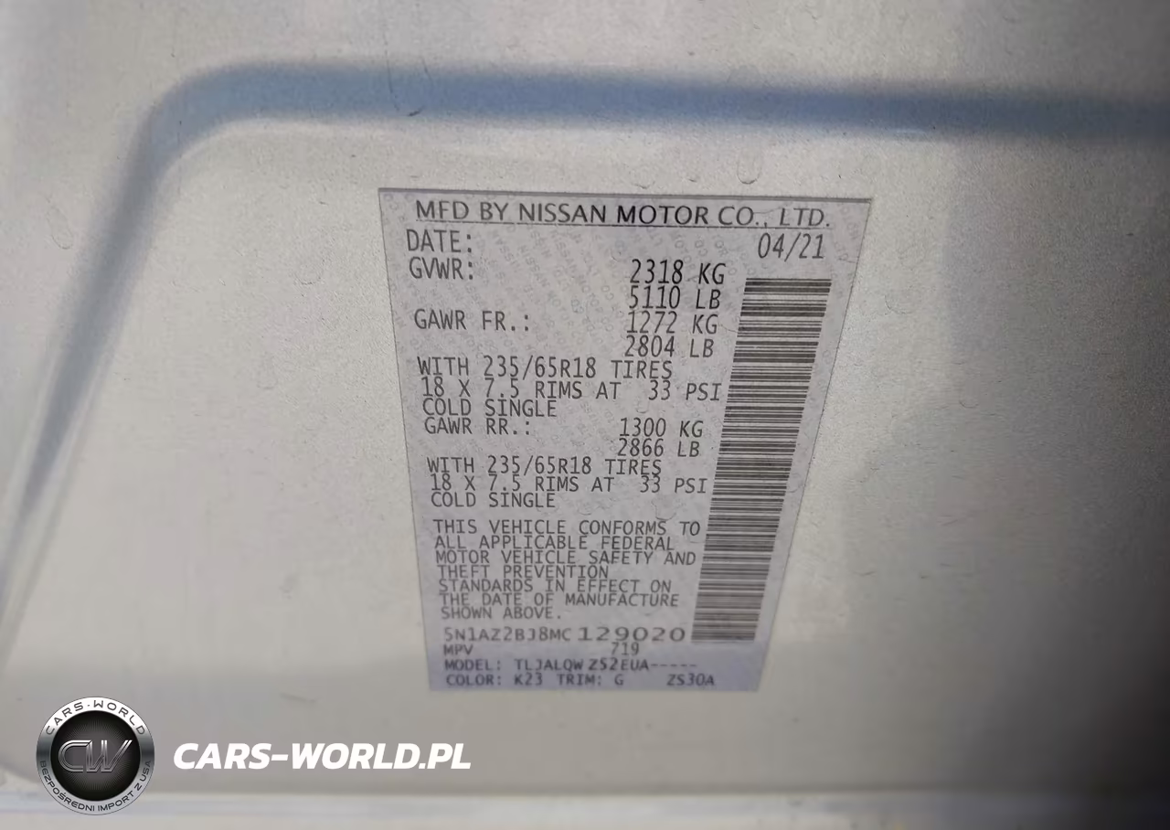 2021 Nissan Murano Sv Fwd VIN:5N1AZ2BJ8MC129020 - 9
