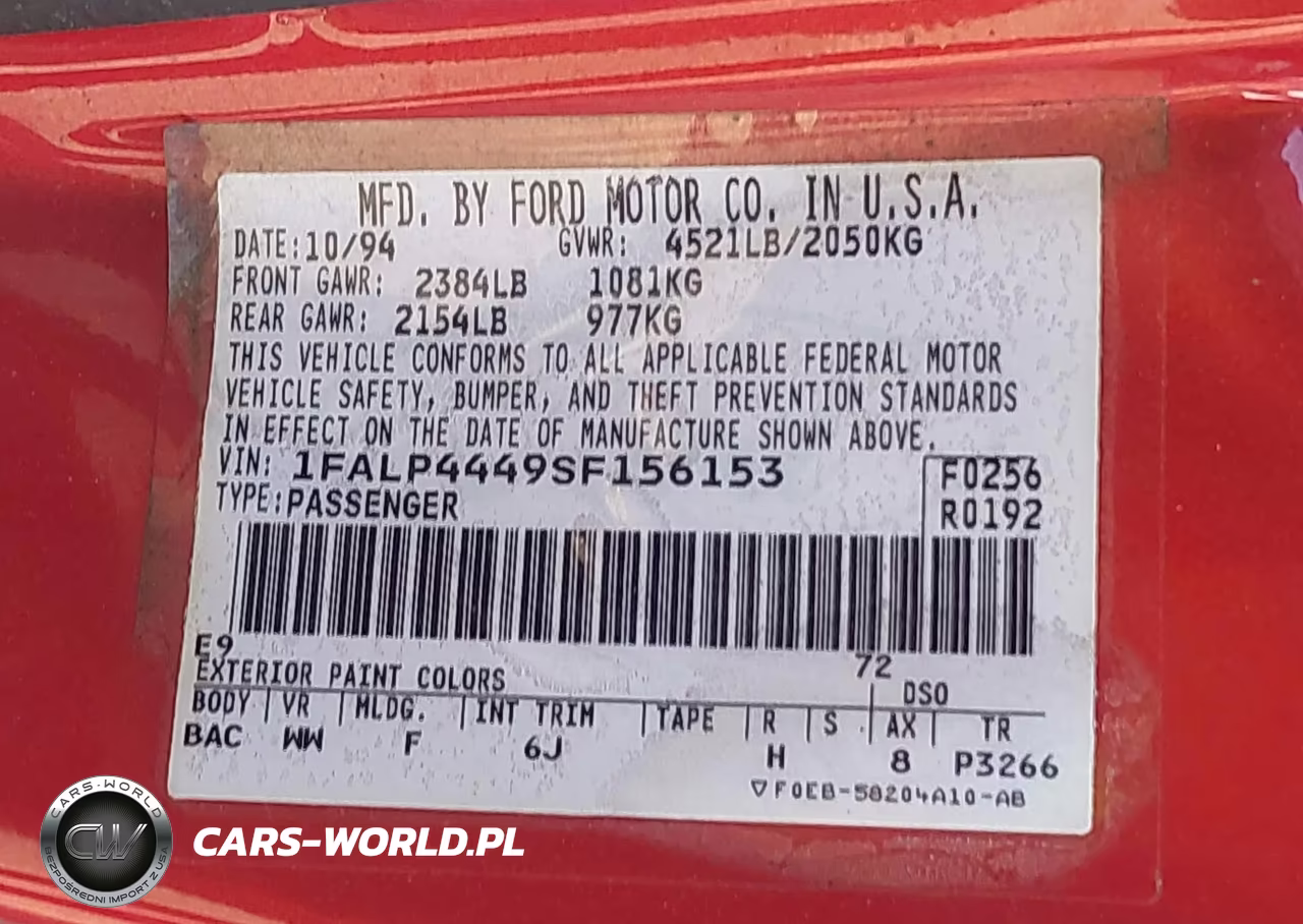 1995 Ford Mustang VIN:1FALP4449SF156153 - 9