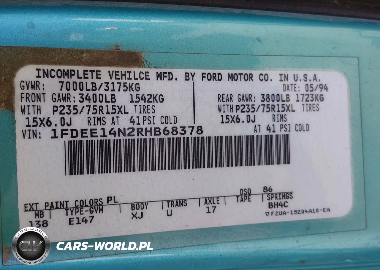 1994 Ford Econoline E150 Van VIN:1FDEE14N2RHB68378 - 9