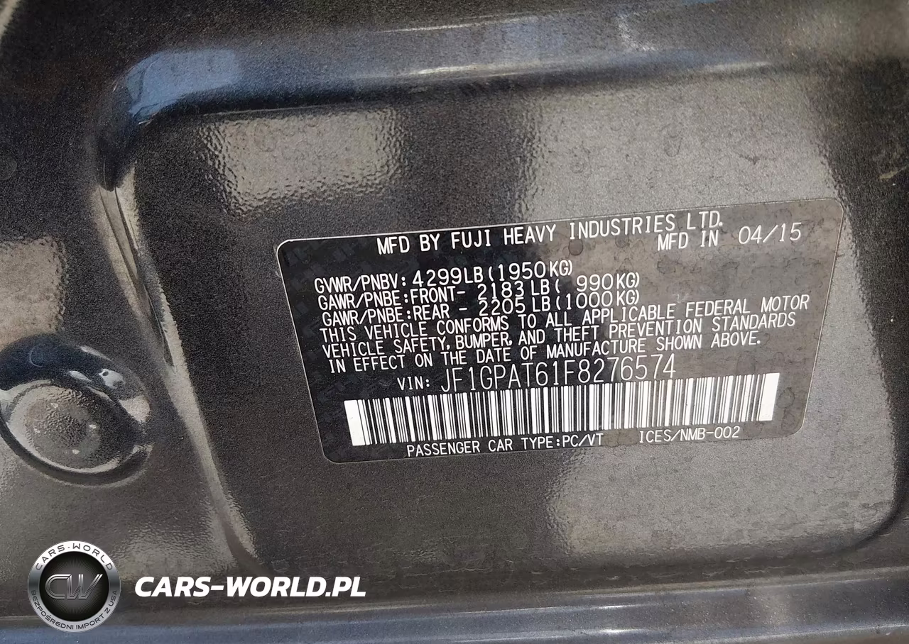 2015 Subaru Impreza 2.0I Sport Premium VIN:JF1GPAT61F8276574 - 9