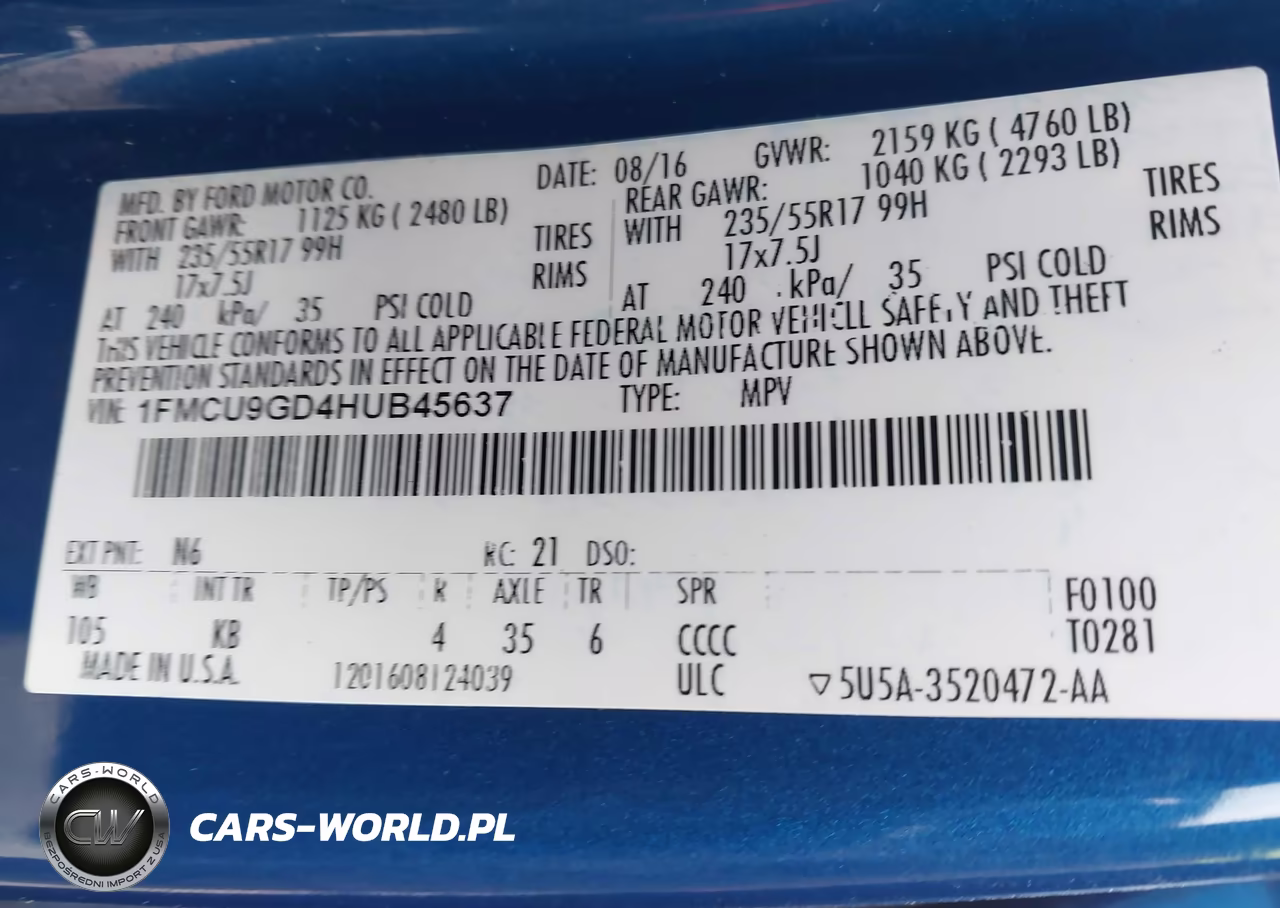 2017 Ford Escape Se VIN:1FMCU9GD4HUB45637 - 9