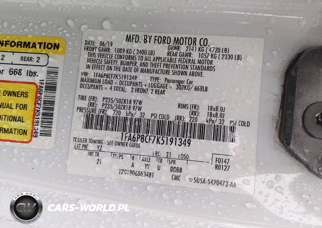 2019 Ford Mustang Gt VIN:1FA6P8CF7K5191349 - 9