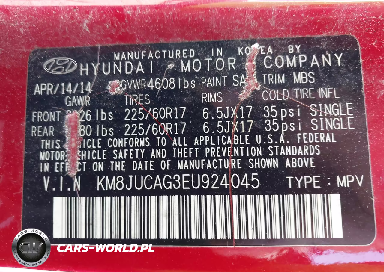 2014 Hyundai Tucson Se VIN:KM8JUCAG3EU924045 - 9