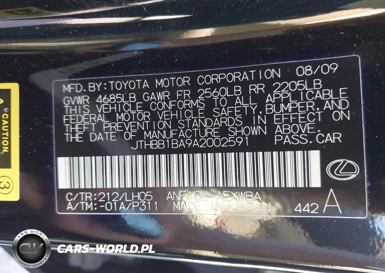 2010 Lexus Hs 250H Premium VIN:JTHBB1BA9A2002591 - 9