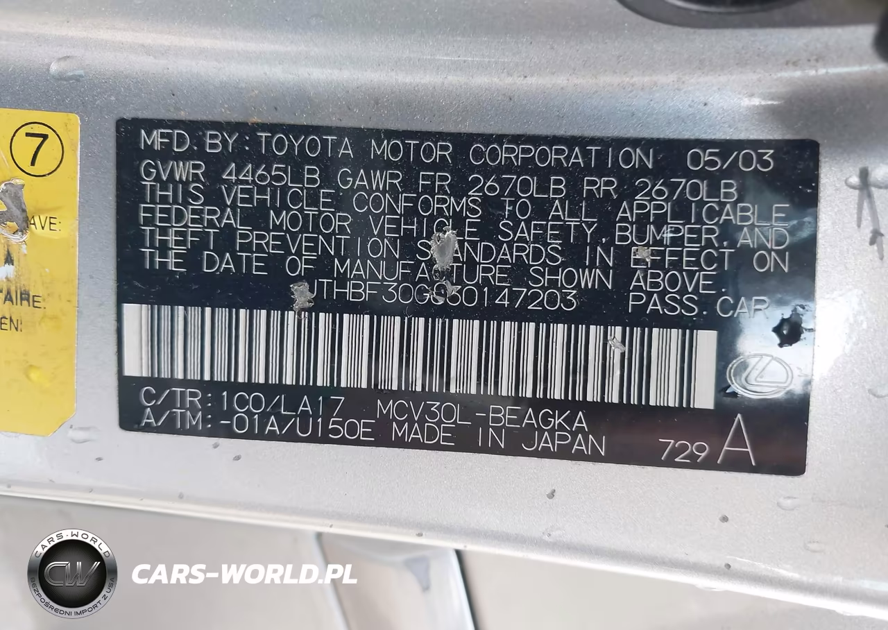 2003 Lexus Es 300 VIN:JTHBF30G030147203 - 9