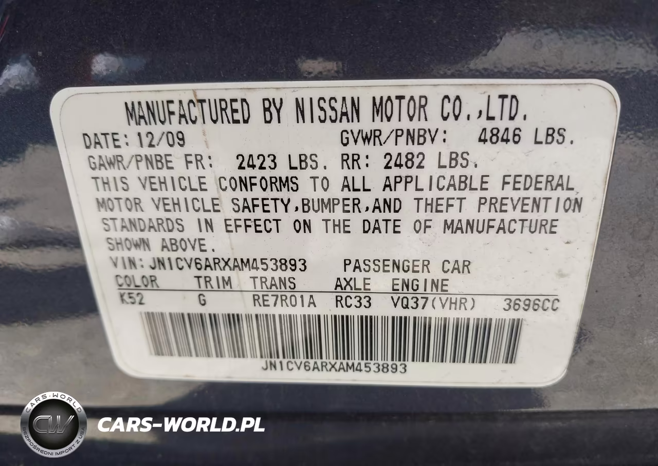2010 Infiniti G37X VIN:JN1CV6ARXAM453893 - 9