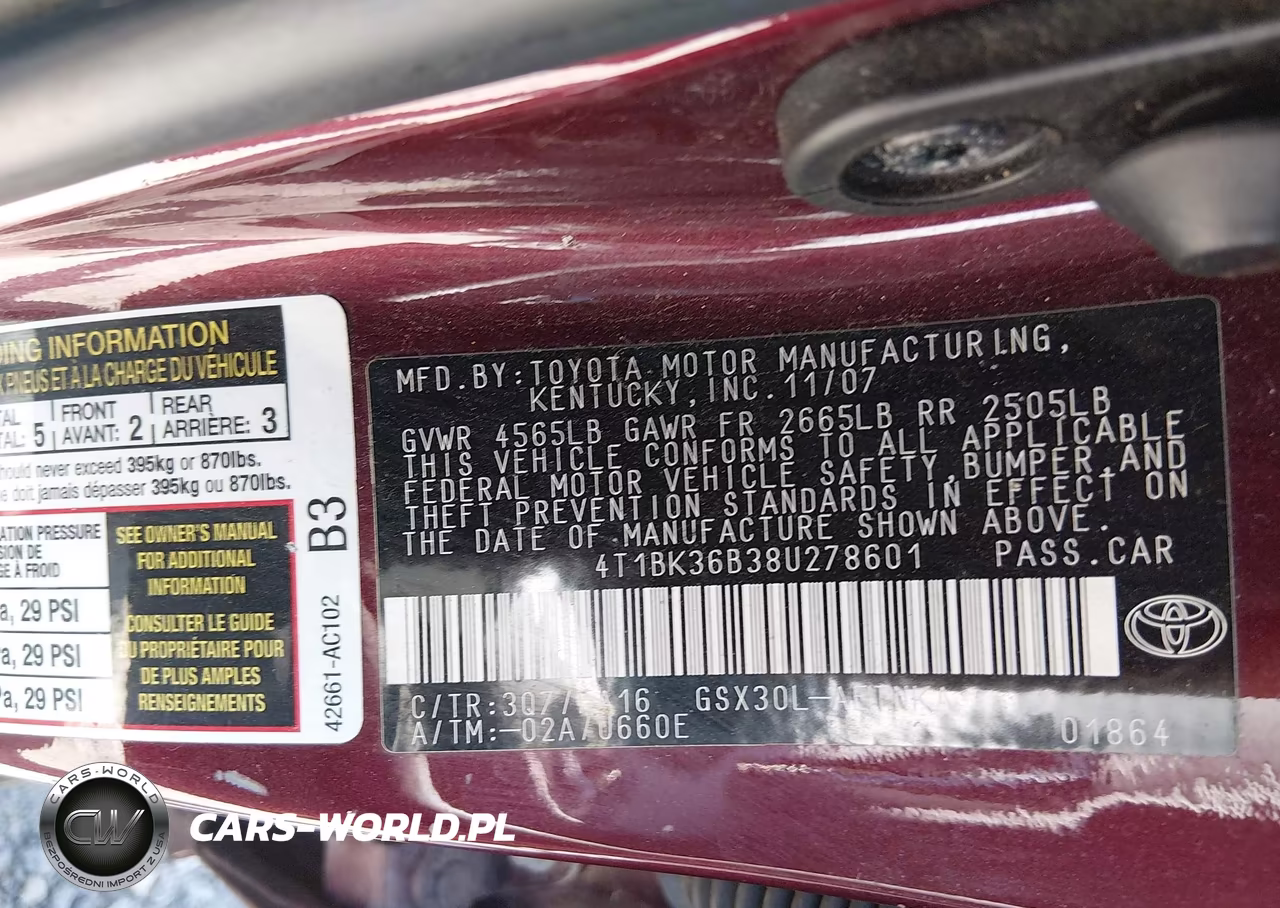 2008 Toyota Avalon Xl VIN:4T1BK36B38U278601 - 9