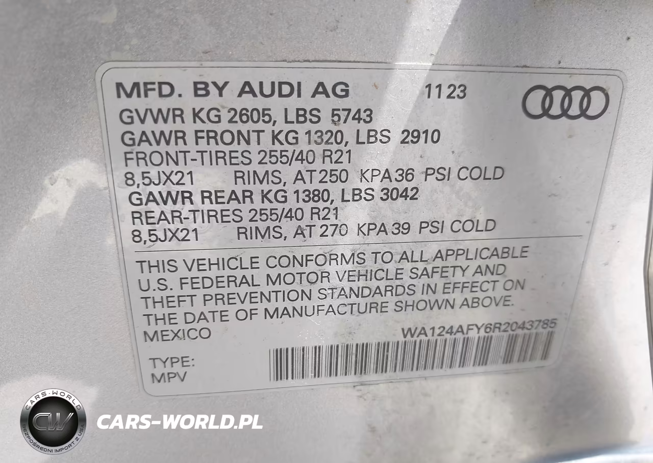 2024 Audi Sq5 Sportback Premium Plus Tfsi Quattro Tiptronic VIN:WA124AFY6R2043785 - 9