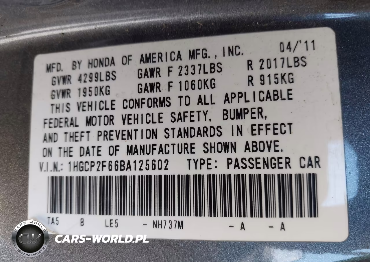 2011 Honda Accord 2.4 Se VIN:1HGCP2F66BA125602 - 9