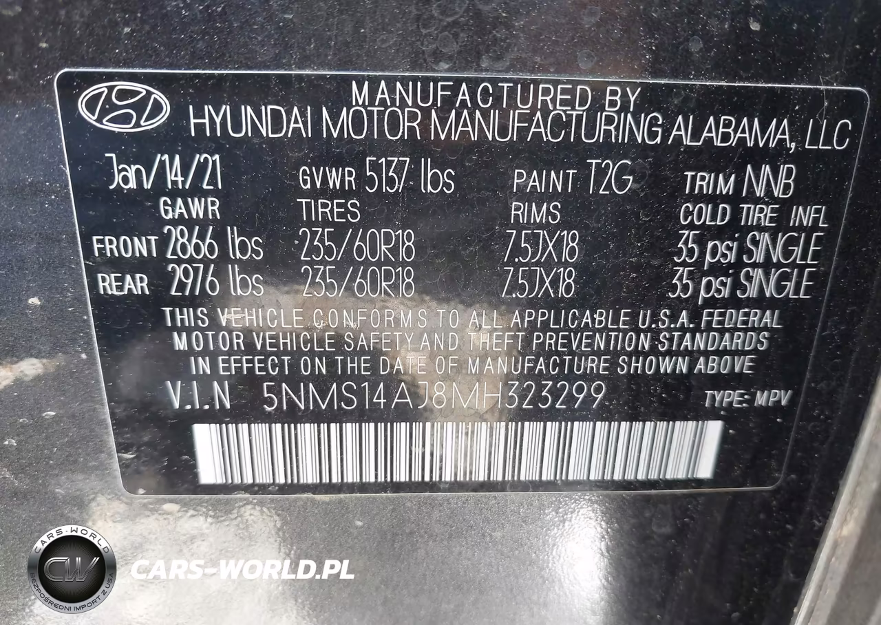 2021 Hyundai Santa Fe Se VIN:5NMS14AJ8MH323299 - 9