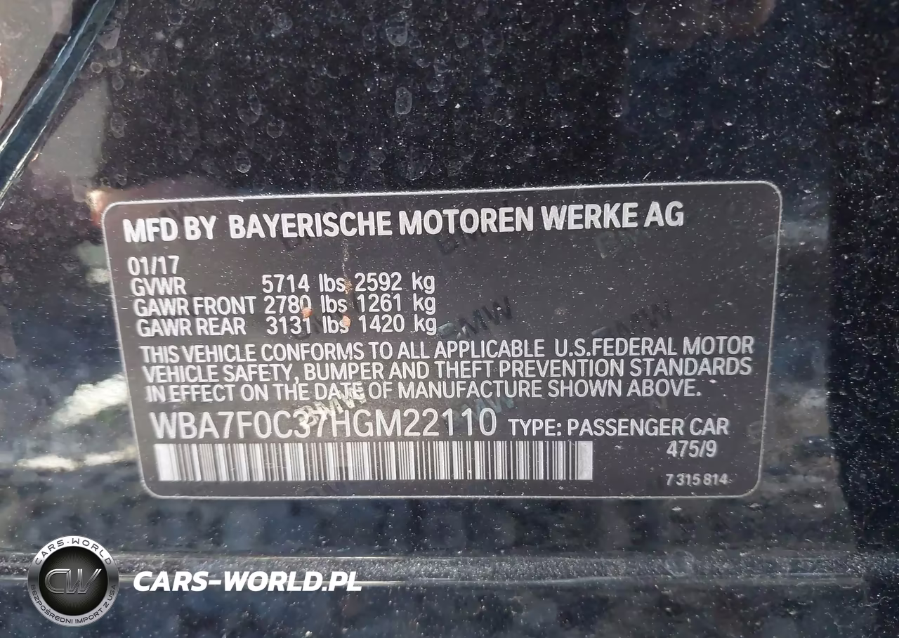 2017 BMW 750I VIN:WBA7F0C37HGM22110 - 9