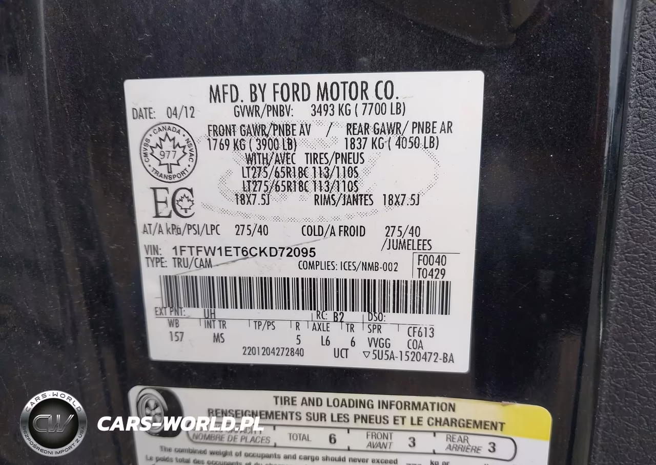 2012 Ford F-150 Xlt VIN:1FTFW1ET6CKD72095 - 9