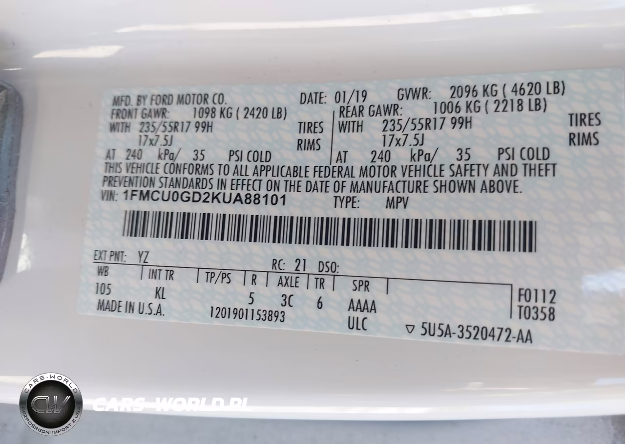2019 Ford Escape Se VIN:1FMCU0GD2KUA88101 - 9