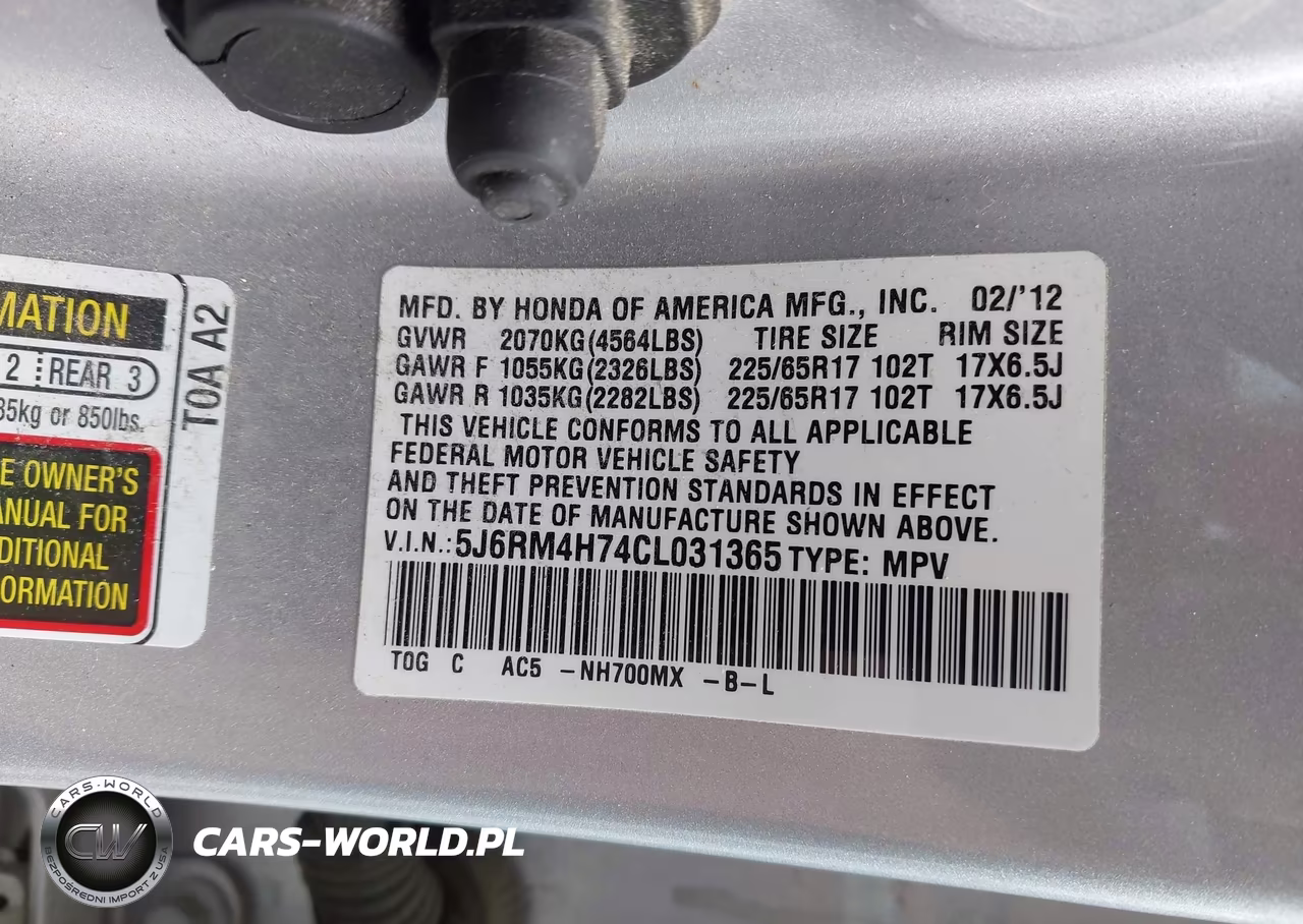 2012 Honda Cr-V VIN:5J6RM4H74CL031365 - 9