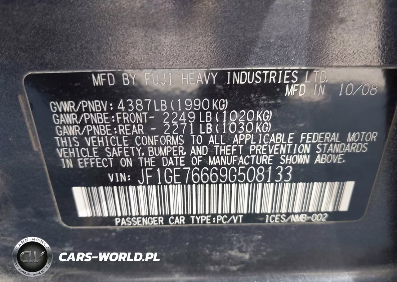 2009 Subaru Impreza Wrx VIN:JF1GE76669G508133 - 9