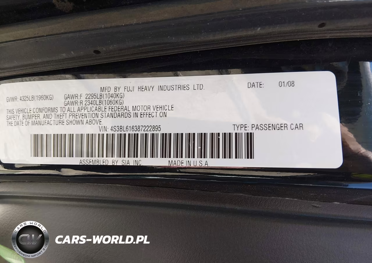 2008 Subaru Legacy 2.5I VIN:4S3BL616387222895 - 9