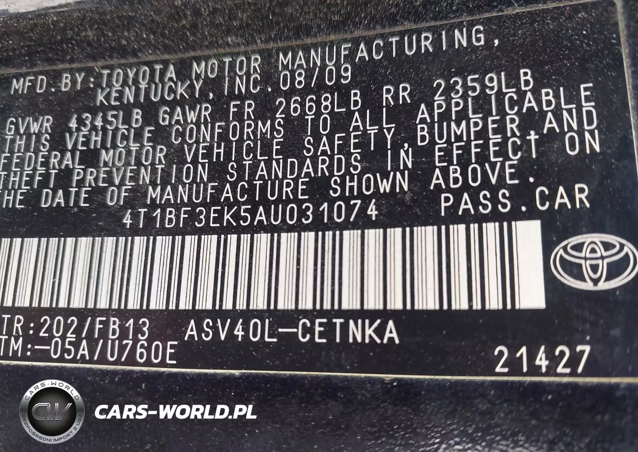 2010 Toyota Camry Le VIN:4T1BF3EK5AU031074 - 9