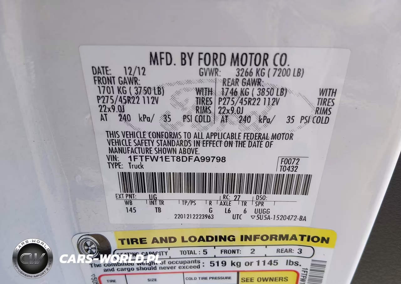 2013 Ford F-150 Limited VIN:1FTFW1ET8DFA99798 - 9
