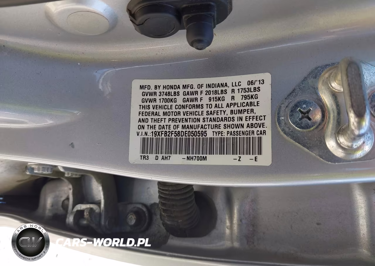 2013 Honda Civic Lx VIN:19XFB2F58DE050595 - 9
