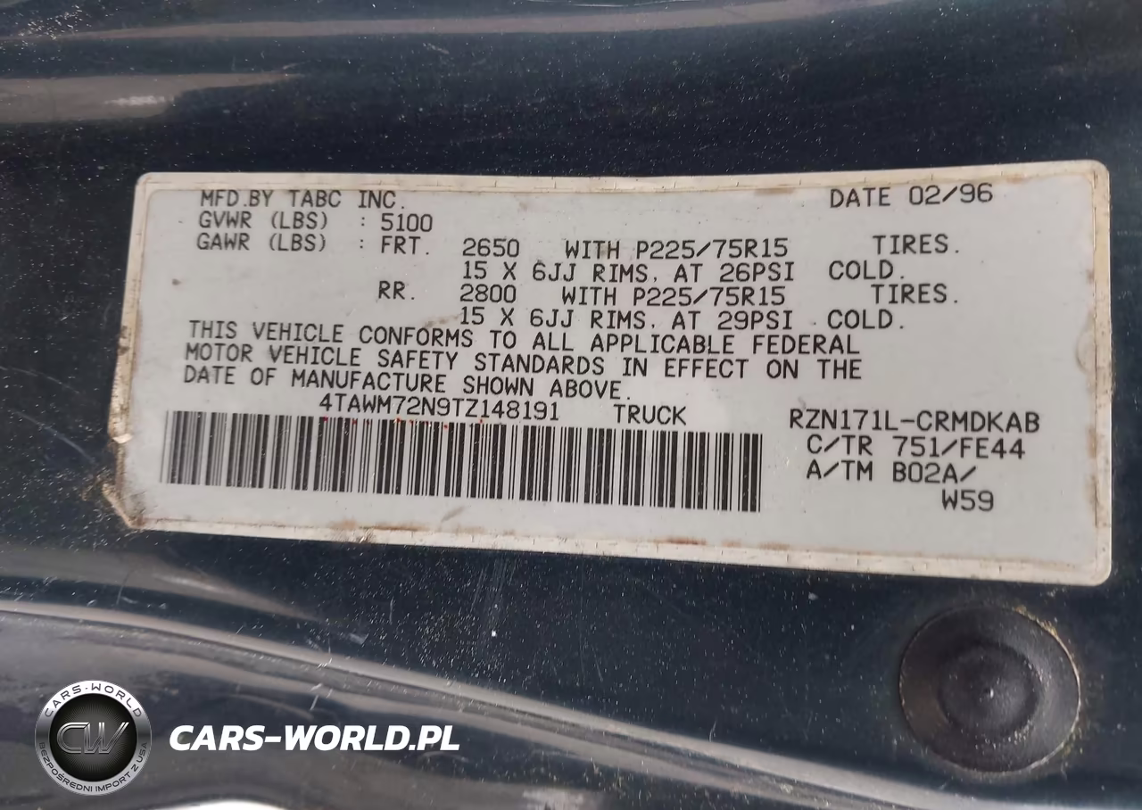 1996 Toyota Tacoma Xtracab VIN:4TAWM72N9TZ148191 - 9