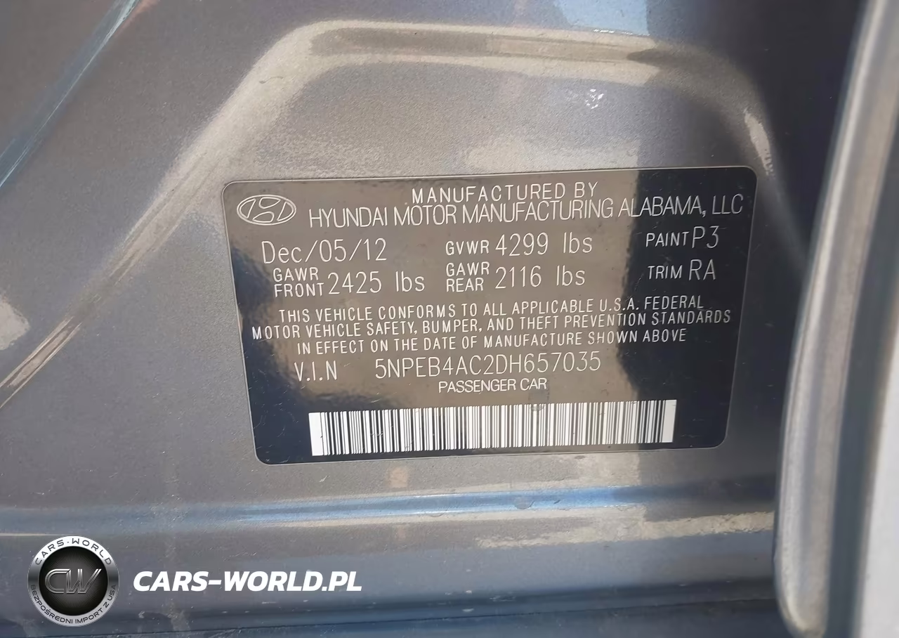2013 Hyundai Sonata Gls VIN:5NPEB4AC2DH657035 - 9