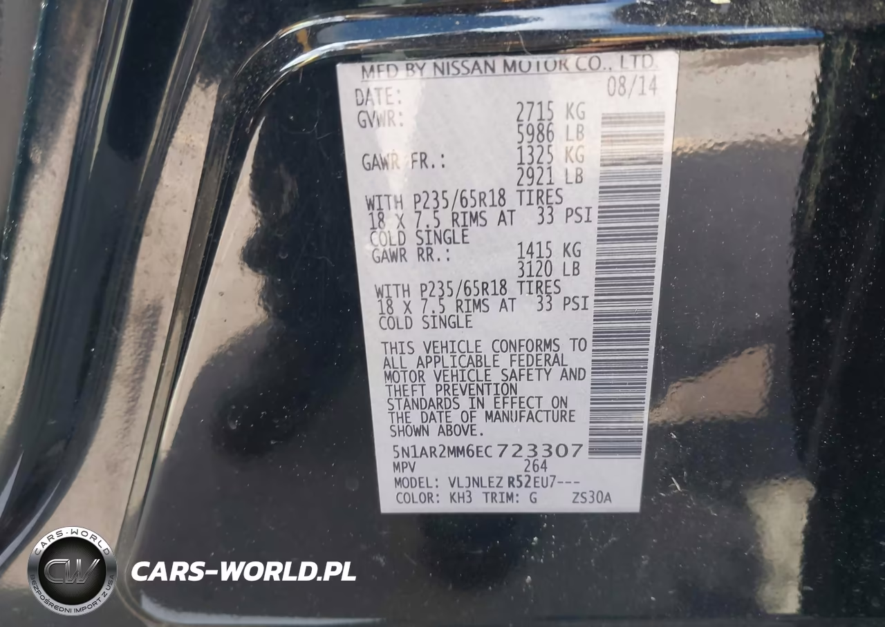 2014 Nissan Pathfinder Sv VIN:5N1AR2MM6EC723307 - 9