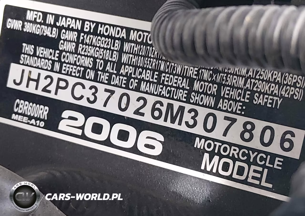2006 Honda Cbr600 Rr VIN:JH2PC37026M307806 - 10
