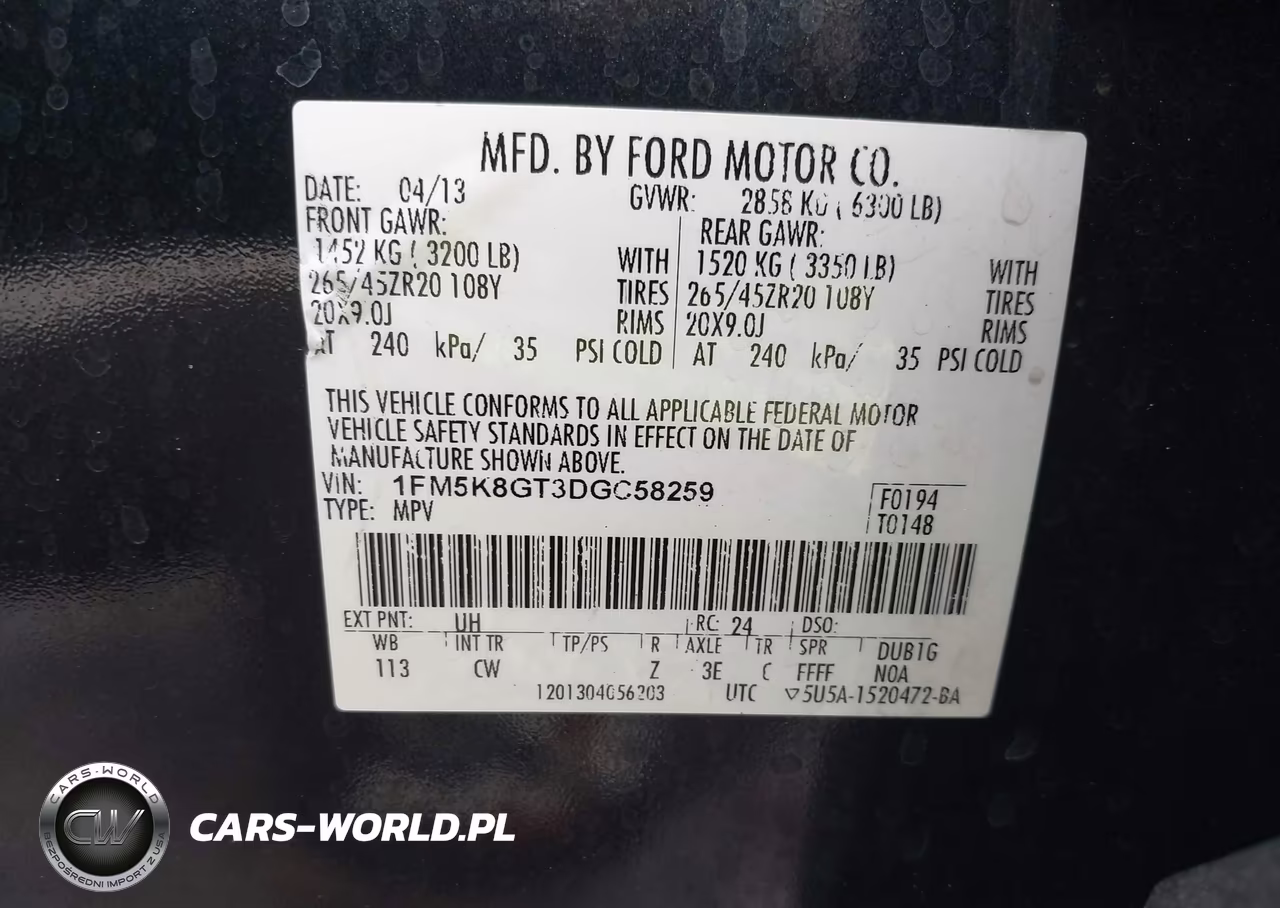 2013 Ford Explorer Sport VIN:1FM5K8GT3DGC58259 - 9