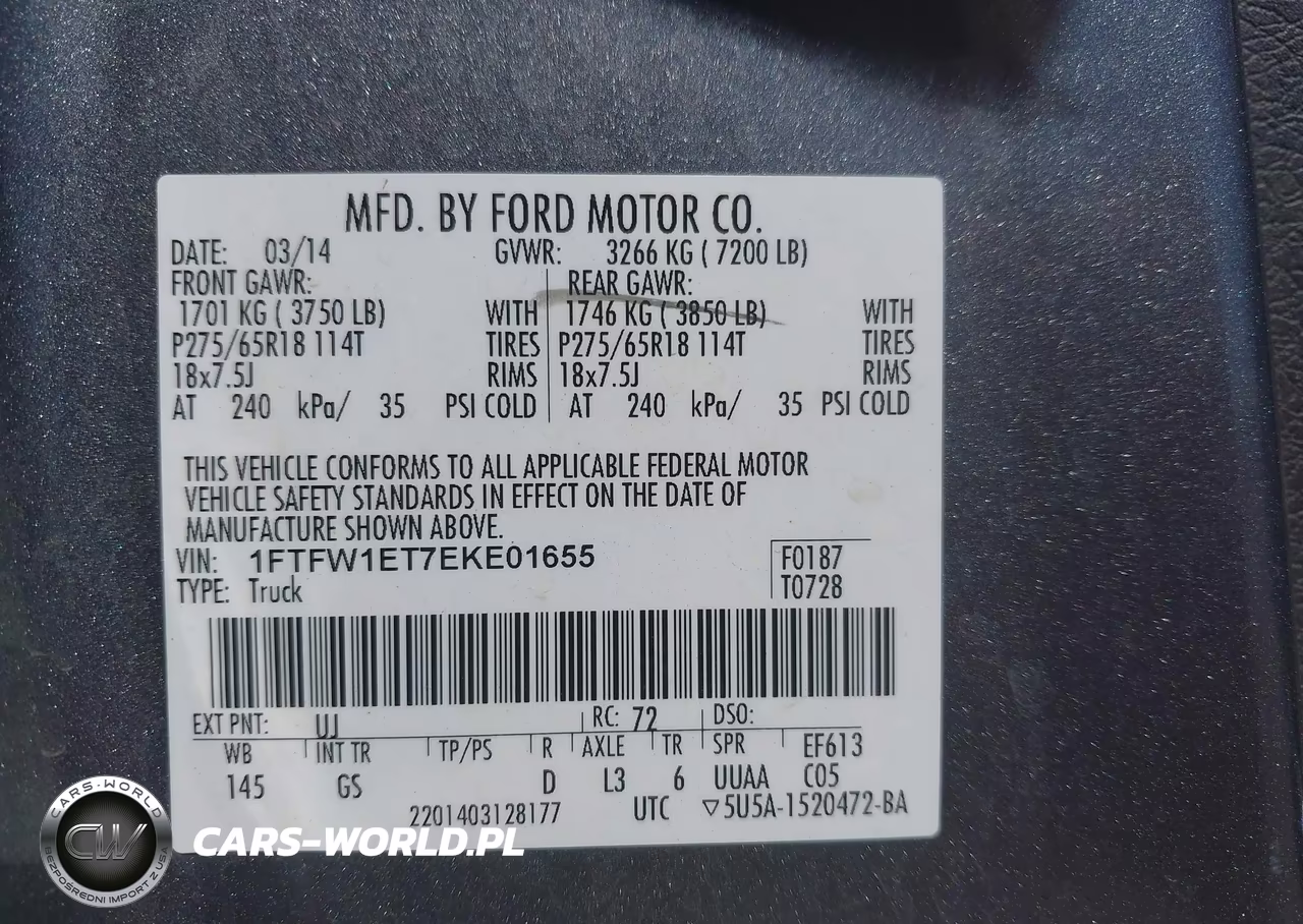 2014 Ford F-150 Xlt VIN:1FTFW1ET7EKE01655 - 9