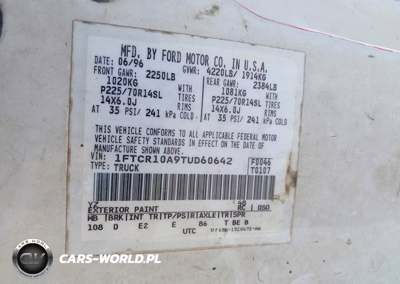 1996 Ford Ranger VIN:1FTCR10A9TUD60642 - 9