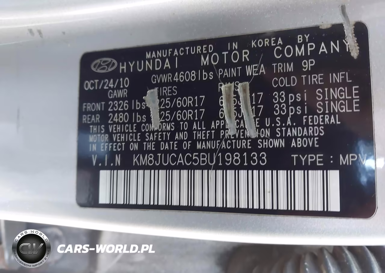 2011 Hyundai Tucson Gls VIN:KM8JUCAC5BU198133 - 9