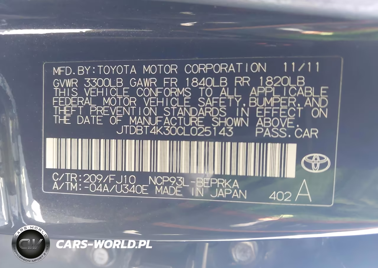 2012 Toyota Yaris VIN:JTDBT4K30CL025143 - 9