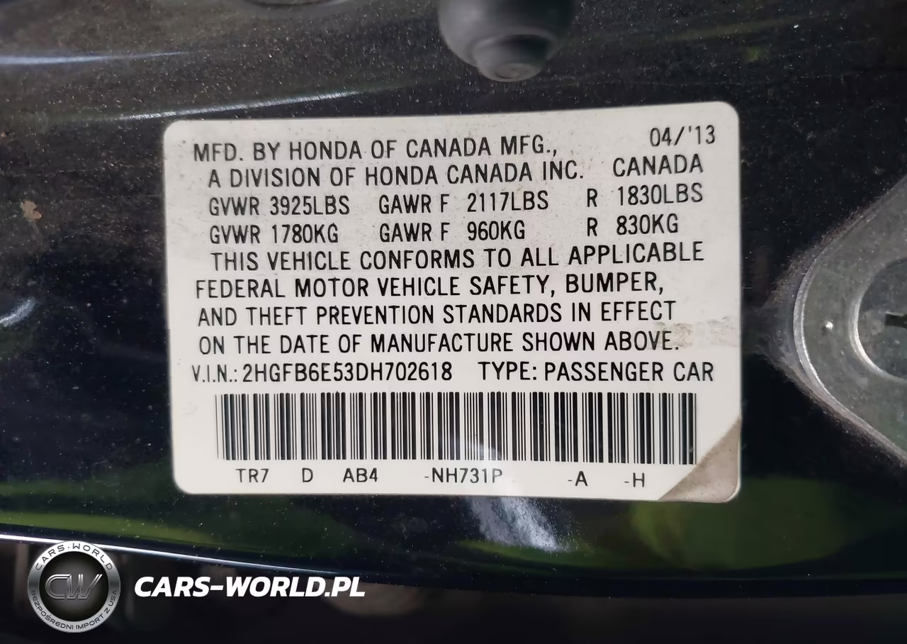 2013 Honda Civic Si VIN:2HGFB6E53DH702618 - 9